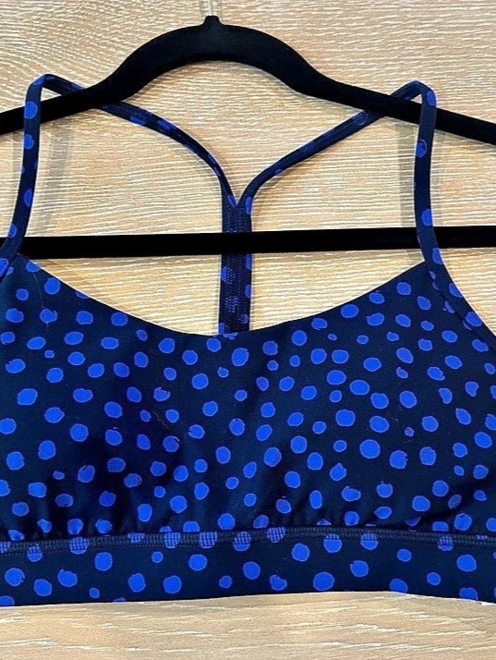 lululemon Flow Y Nulu Bra Polka Dot Blue & Black Size 10